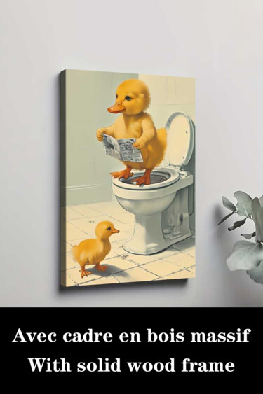 "Whimsical Duck Bath…" başlıklı Baskıresim 江华 梁 tarafından, Orijinal sanat, Mürekkep püskürtmeli Ahşap Sedye çerçevesi üzeri…