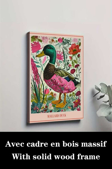 "Elegant Mallard Duc…" başlıklı Baskıresim 江华 梁 tarafından, Orijinal sanat, Mürekkep püskürtmeli Ahşap Sedye çerçevesi üzeri…