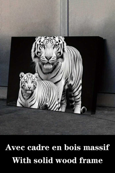 "Black and White Tig…" başlıklı Baskıresim 江华 梁 tarafından, Orijinal sanat, Mürekkep püskürtmeli Ahşap Sedye çerçevesi üzeri…