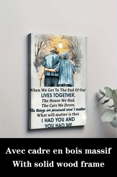 Printmaking titled "Romantic Elderly Co…" by Jiang Hua Liang, Original Artwork, Inkjet Mounted on Wood Stretcher frame