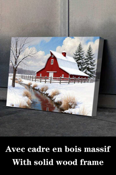 Printmaking titled "Rustic Farmhouse Wi…" by Jiang Hua Liang, Original Artwork, Inkjet Mounted on Wood Stretcher frame