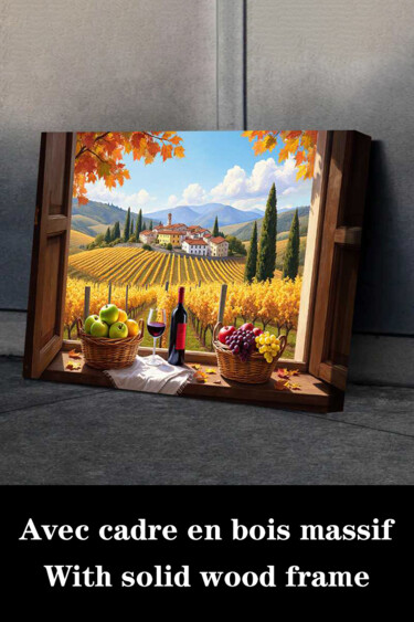 Printmaking titled "Italian Vineyard Wa…" by Jiang Hua Liang, Original Artwork, Inkjet Mounted on Wood Stretcher frame