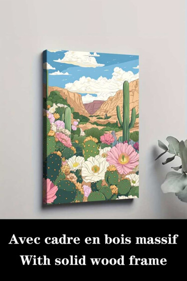 "Desert Blooms Cactu…" başlıklı Baskıresim 江华 梁 tarafından, Orijinal sanat, Mürekkep püskürtmeli Ahşap Sedye çerçevesi üzeri…