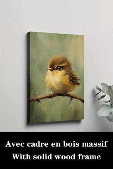 Printmaking titled "Peaceful Bird OnBra…" by Jiang Hua Liang, Original Artwork, Inkjet Mounted on Wood Stretcher frame