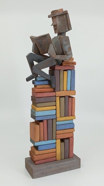 Escultura titulada "Reader LXXIII" por José Manuel Solares, Obra de arte original, Madera
