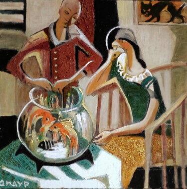 In the interior with an aquarium