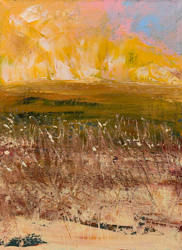 Peinture intitulée "Fields. Dawn. Yello…" par Ta Vira, Œuvre d'art originale, Huile Monté sur Châssis en bois