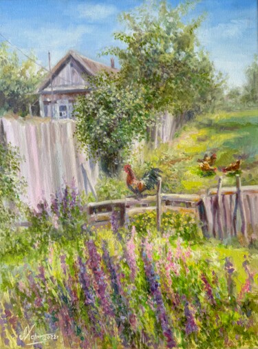 "Morning in the vill…" başlıklı Tablo Liana Kharchenko tarafından, Orijinal sanat, Petrol