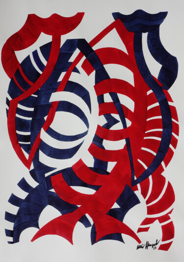 Malerei mit dem Titel "23 / XCIV  Komposit…" von Ulli Heupel, Original-Kunstwerk, Aquarell