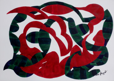 Malerei mit dem Titel "23 / XCV  Liegende…" von Ulli Heupel, Original-Kunstwerk, Aquarell