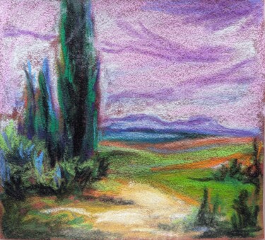Dessin intitulée "Tuscany. Expectation" par Mava Ra, Œuvre d'art originale, Pastel