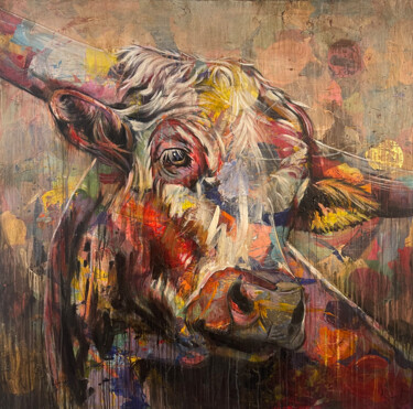 Peinture intitulée "Mozart’s Cow" par Daniel Heinz, Œuvre d'art originale, Acrylique