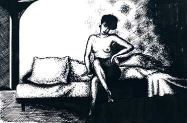 Рисунок под названием "In the Studio 2 / В…" - Владимир Абаимов, Подлинное произведение искусства, Чернила