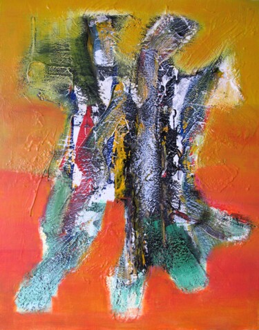 Peinture intitulée "Abstraction jaune o…" par Guillaume Defins, Œuvre d'art originale, Acrylique Monté sur Châssis en bois