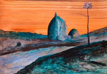 Ζωγραφική με τίτλο "Abandoned turquoise…" από Milto Sideris, Αυθεντικά έργα τέχνης, Ακρυλικό