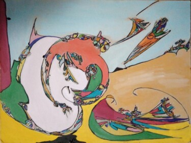 Peinture intitulée "Осенний ветерок" par Oksana Demchenko, Œuvre d'art originale, Gouache