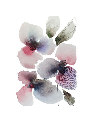 Painting titled "Abstract Floral wit…" by Tani Soul, Original Artwork, Watercolor
