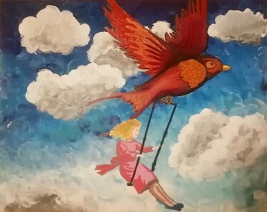 Painting titled "Libre" by Florent Franquelin, Original Artwork, Oil