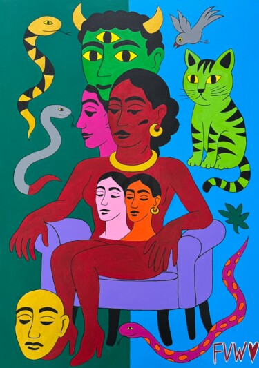 "Surreal Pop Art Pai…" başlıklı Tablo Violetta Kiseleva tarafından, Orijinal sanat, Akrilik Ahşap Sedye çerçevesi üzerine mo…