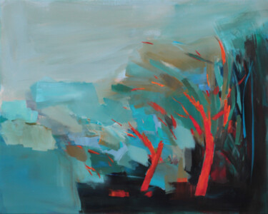 Malerei mit dem Titel "Bending to the wind" von Ute Laum, Original-Kunstwerk, Acryl Auf Keilrahmen aus Holz montiert