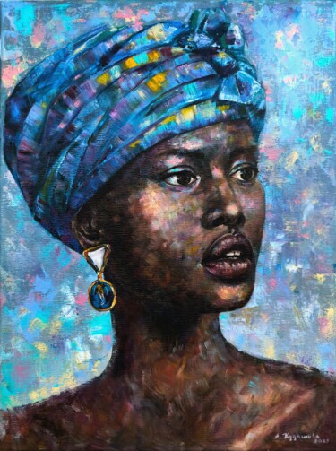 Pintura titulada "African woman" por Aliia Kudasheva, Obra de arte original, Oleo