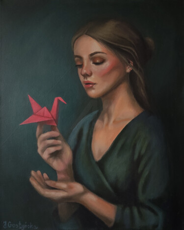 "The Origami Cranes" başlıklı Tablo Justyna Gostyńska tarafından, Orijinal sanat, Akrilik Ahşap Sedye çerçevesi üzerine mont…