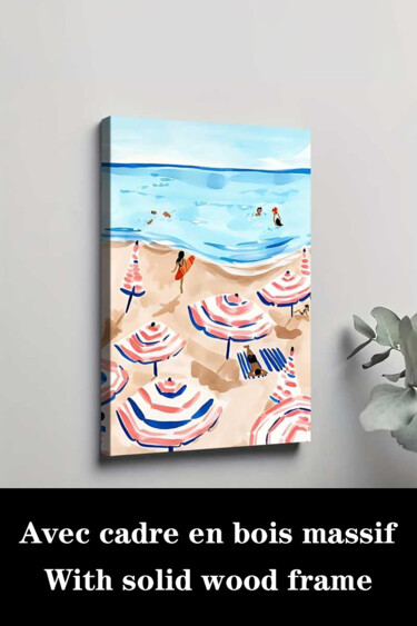 Printmaking titled "Chic Tropical Beach…" by Jiang Hua Liang, Original Artwork, Inkjet Mounted on Wood Stretcher frame