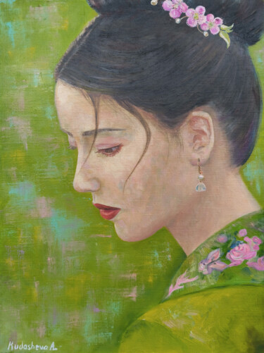 Painting titled "Asian woman" by Aliia Kudasheva, Original Artwork, Oil