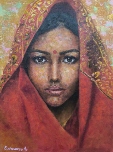 Peinture intitulée "Indian woman" par Aliia Kudasheva, Œuvre d'art originale, Huile