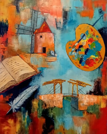 "De Daudet à Van Gogh" başlıklı Tablo Michel Forest (JONO) tarafından, Orijinal sanat, Petrol Ahşap Sedye çerçevesi üzerine…