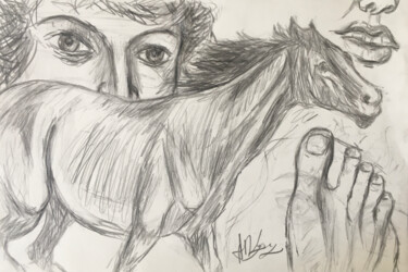 Drawing titled "Études diverses" by Alexandre David Lejuez, Original Artwork, Pencil