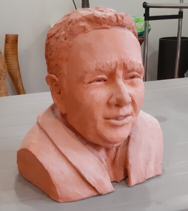 Sculpture titled "Buste de Claude ALL…" by Bernard Laporte, Original Artwork, Terra cotta