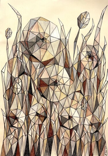 Drawing titled "DANCE OF BEIGE FLOW…" by Maria Tuzhilkina, Original Artwork, Pastel