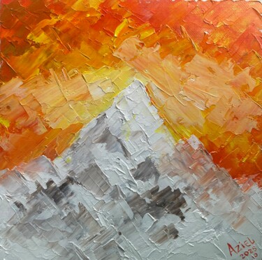 Painting titled "Рассвет над Эверест…" by Lubov Cernyseva (AZIEL), Original Artwork, Oil