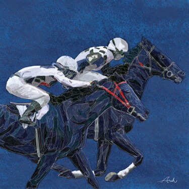 绘画 标题为“Horse Blue Race” 由Arik Tal-Or, 原创艺术品, 标记
