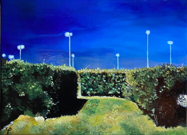 Painting titled "La Nuit" by Sophie Duhem (Phi-Artiste-Peintre), Original Artwork, Oil Mounted on Wood Stretcher frame