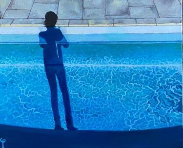 Painting titled "Fluid Shadow" by Sophie Duhem (Phi-Artiste-Peintre), Original Artwork, Oil Mounted on Wood Stretcher frame