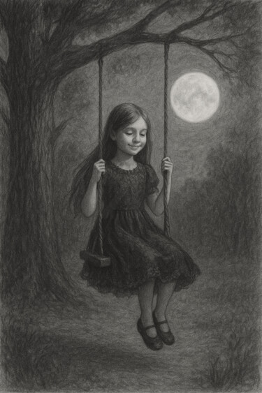 Drawing titled "La Balançoire sous…" by Lmlzk, Original Artwork, Pencil