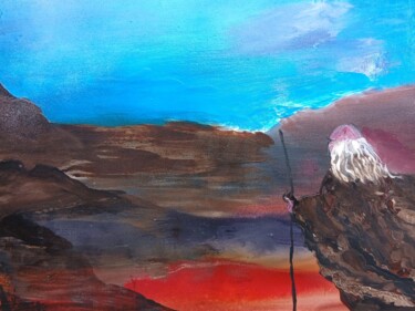 "LE VOYAGEUR" başlıklı Tablo Josyane Faure tarafından, Orijinal sanat, Petrol Ahşap Sedye çerçevesi üzerine monte edilmiş