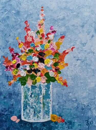 Peinture intitulée "Bouquet 3" par Jean-Claude Sylvain, Œuvre d'art originale, Acrylique