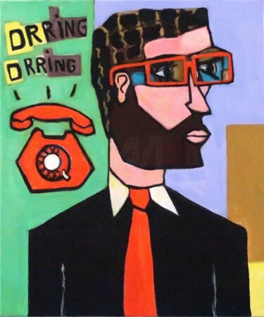 "GASTON LE TELEFON" başlıklı Tablo Richard Boigeol tarafından, Orijinal sanat, Akrilik Ahşap Sedye çerçevesi üzerine monte e…