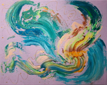 Malerei mit dem Titel "Railnbow flame" von Natalia Capustenco, Original-Kunstwerk, Öl