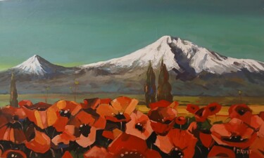 Peinture intitulée "Poppies of Ararat" par Davit Arstamyan, Œuvre d'art originale, Acrylique Monté sur Châssis en bois