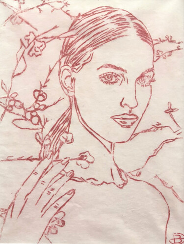 Printmaking titled "FLEUR" by Bettina Newbery, Original Artwork, Etching Mounted on Cardboard