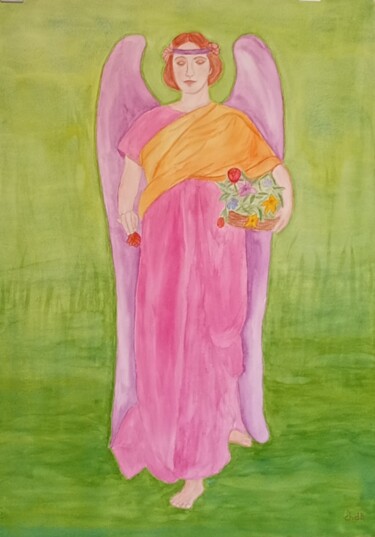 "L'ange orchidée" başlıklı Tablo Christine De Bast tarafından, Orijinal sanat, Suluboya