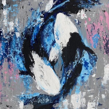 绘画 标题为“Abstract Fish Paint…” 由Yuche, 原创艺术品, 丙烯 安装在纸板上