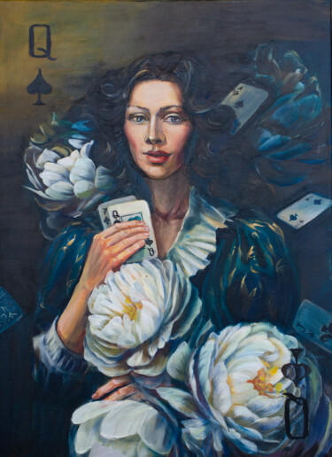 Pintura titulada "Queen of Spades" por Tutsi Nellis, Obra de arte original, Acrílico Montado en Bastidor de camilla de madera