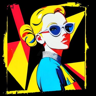 Digital Arts με τίτλο "White cat-eye sungl…" από Aleksa Soul, Αυθεντικά έργα τέχνης, Ψηφιακή ζωγραφική