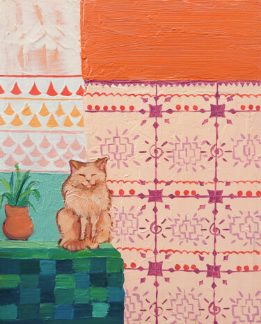 Painting titled "Mosaic dance - Moro…" by Ksenia Tsyganyuk, Original Artwork, Oil Mounted on Wood Panel