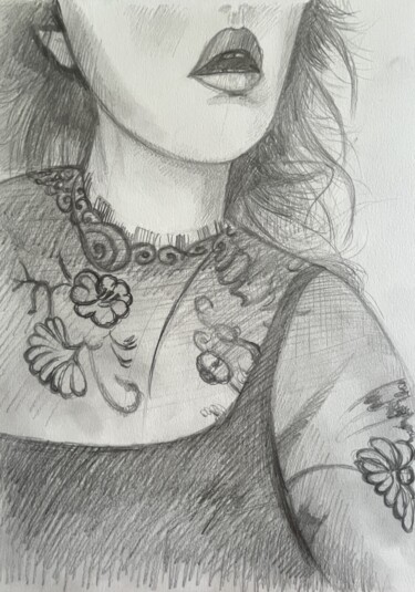 "Black embroidery" başlıklı Resim Ivan Klymenko tarafından, Orijinal sanat, Kalem